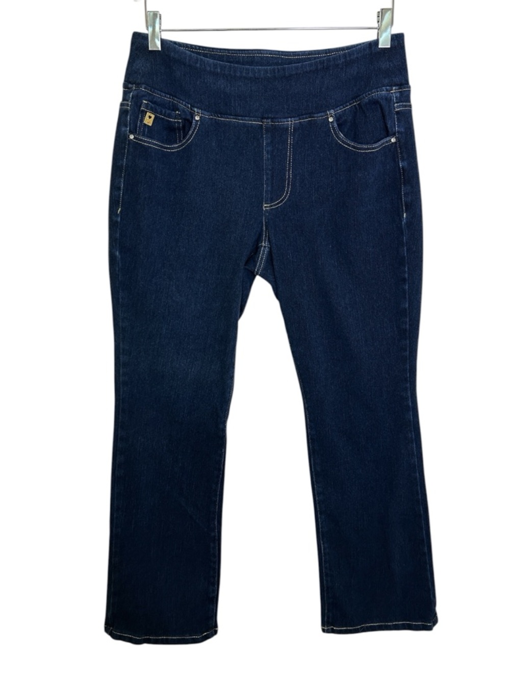 NWOT Belle Kim Gravel Size 12P Dark Blue Wash Denim Pull-On Straight Leg Jeans